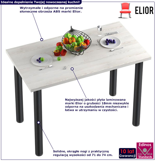 Infografika stołu kuchennego nowoczesnego Eri