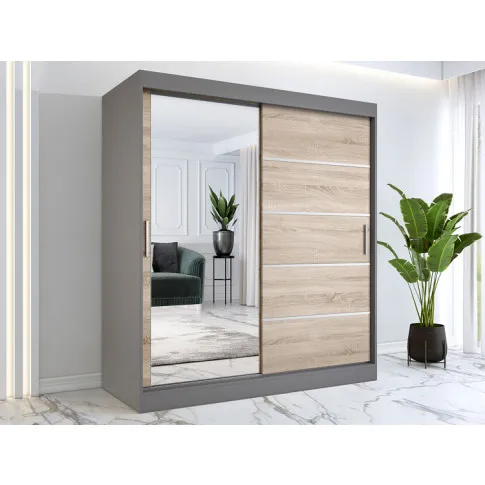 Wizualizacja aranżacji z wykorzystaniem szafy 180 antracyt dąb sonoma Felix 5X