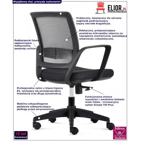 Fotografia Fotel biurowy Dylan - czarno - szary z kategorii Strona główna