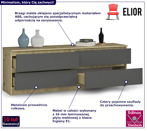 Komoda Daria dąb artisan+grafit