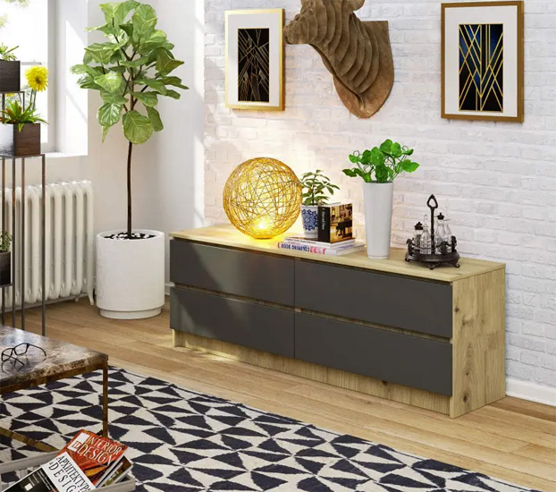Wizualizacja komody Daria dąb artisan+grafit