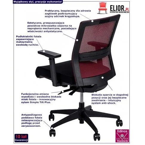 Fotografia Fotel biurowy Monaro - czarno - bordowy z kategorii Strona główna