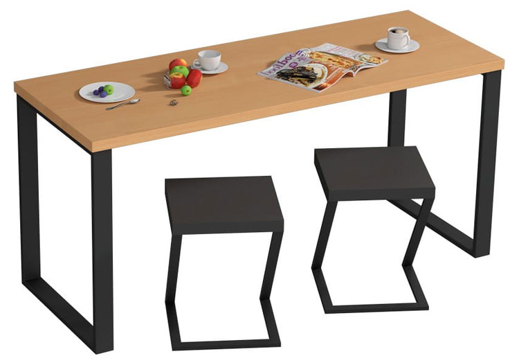 Wizualizacja stołu prostokątnego z metalowa podstawą Emily