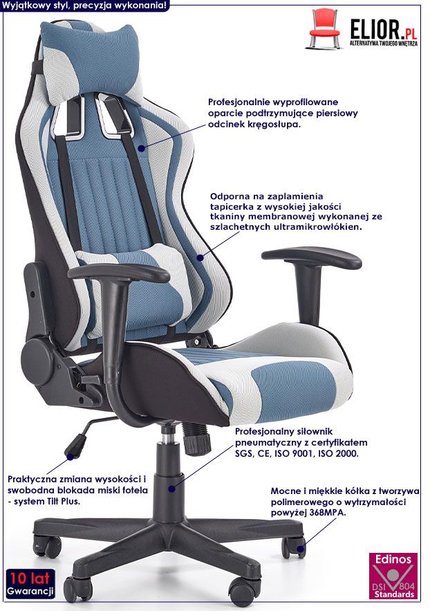 Fotel obrotowy z regulowanym oparciem Elaola