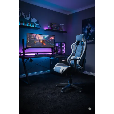 Fotografia Niebieski fotel obrotowy z regulowanym oparciem - Onix z kategorii Fotele obrotowe