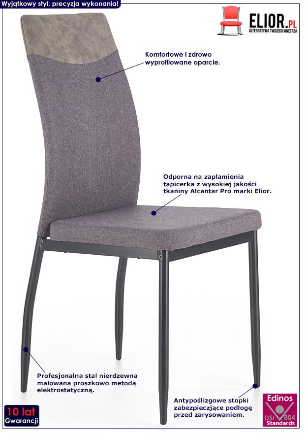 Ciemnoszare krzesło kuchenne Avenus