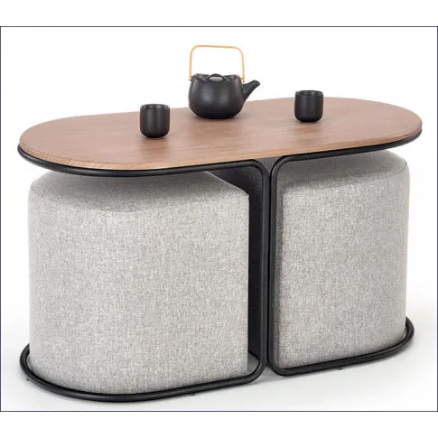 Nowoczesny stolik kawowy z pufami Tahos