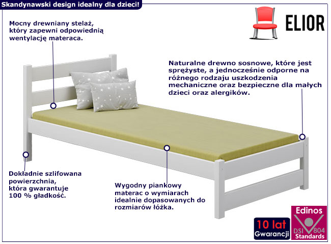 Infografika nowoczesnego łóżka Olda