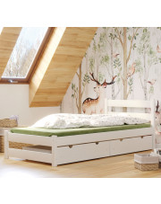 Białe drewniane łóżko z szufladami - Olda 4X 190x80 cm w sklepie Edinos.pl