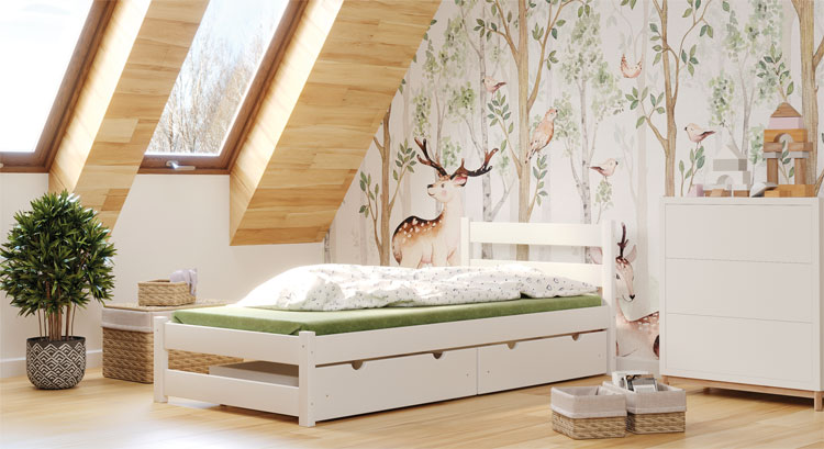 Sypialnia z zastosowaniem skandynawskiego łóżka Olda 4X