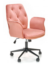 Różowy pikowany fotel obrotowy- Luxoris w sklepie Edinos.pl