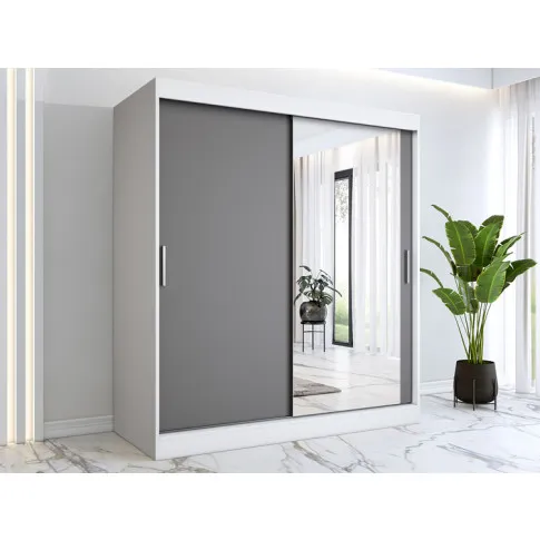 Wizualizacja z szafą przesuwną z lustrem biel antracyt 180cm Palmira 5X