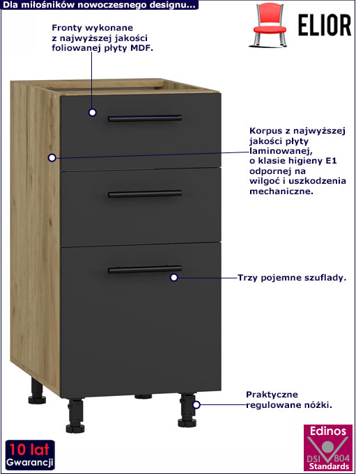 Szafka dolna z szufladami Limo 6X dąb craft