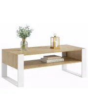 Prostokątna ława kawowa z półką dąb artisan + biały - Bracio w sklepie Edinos.pl