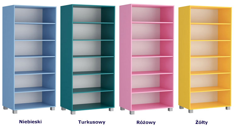 Kolory pojemnego regału na książki do pokoju dziecięcego Balis 4X