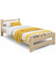 Drewniane łóżko jednoosobowe z materacem 90x200 - Berti w sklepie Edinos.pl