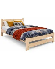 Małżeńskie drewniane łóżko z materacem 160x200 - Berti w sklepie Edinos.pl