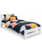 Białe pojedyncze łóżko z materacem 90x200 - Berti w sklepie Edinos.pl