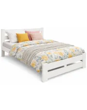 Białe drewniane łóżko z materacem 120x200 - Berti w sklepie Edinos.pl