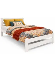 Białe drewniane małżeńskie łóżko z materacem 160x200 - Berti w sklepie Edinos.pl