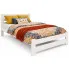 Białe drewniane małżeńskie łóżko z materacem 160x200 - Berti