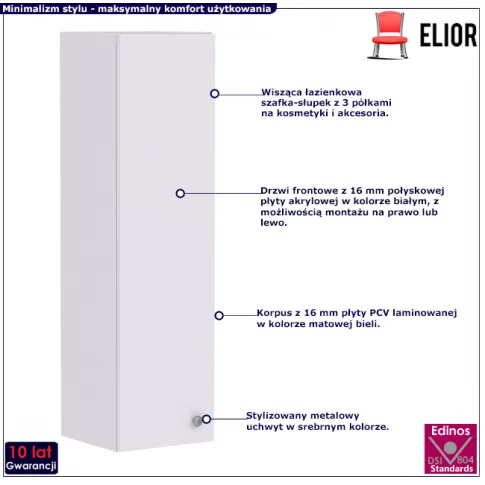 Szafka łazienkowa słupek wiszący Alix 7X