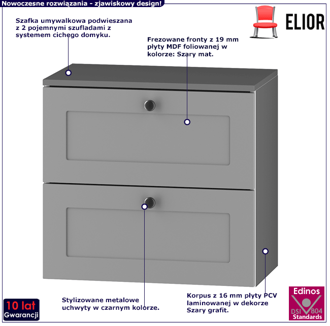 Podwieszana szafka na umywalkę nablatową Zipro 4X