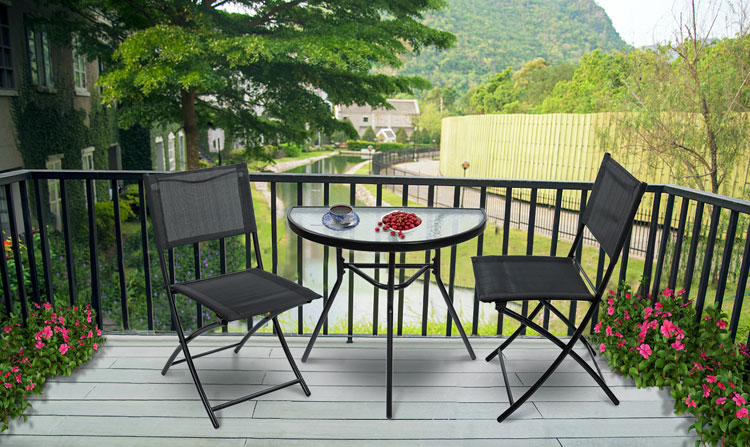 Kolory kompletu ogrodowego stół plus 2 składane krzesła Firuze