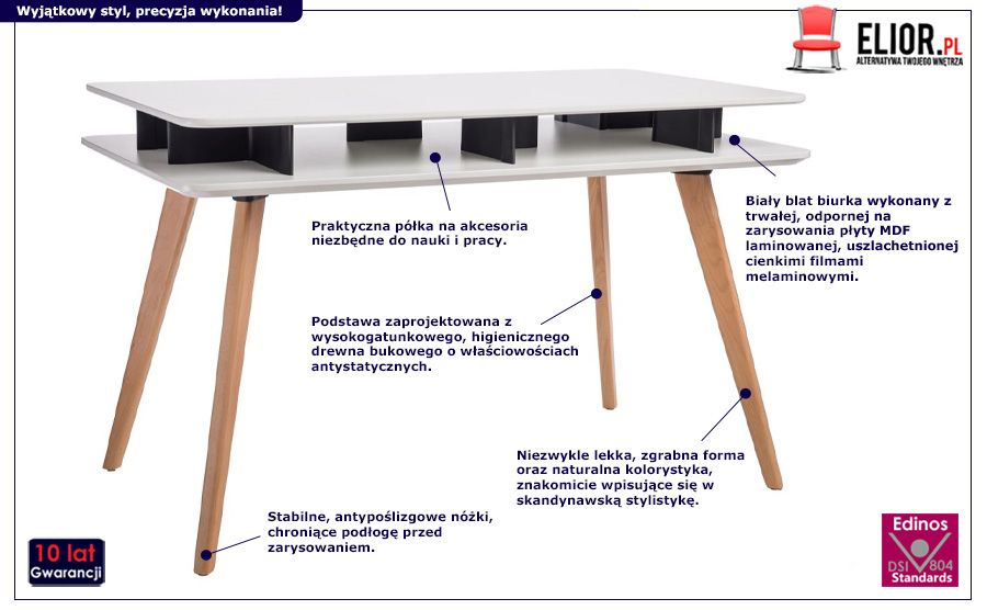 Biurko skandynawskie Scandus - drewno bukowe