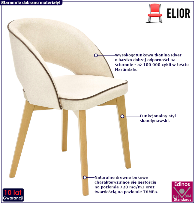 Produkt Kremowe drewniane krzesło - Sidal