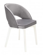 Szare drewniane krzesło gięte z białymi nóżkami - Sidal w sklepie Edinos.pl