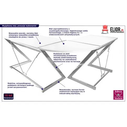 Fotografia Biurko narożne Iksor 2 - białe z kategorii Biurka