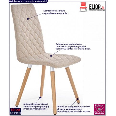 Fotografia Pikowane krzesło stylowe Corden - beżowe z kategorii Inne krzesła tapicerowane