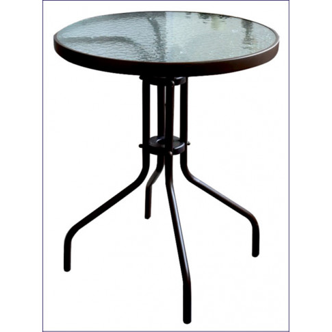 okrągły szklany metalowy stolik do ogrodu brąz razi