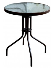 Brązowy okrągły szklany stolik ogrodowy - Razi