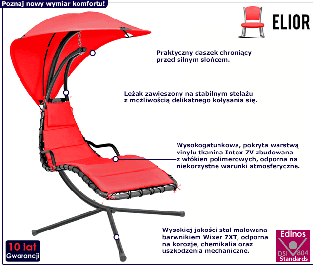 Wiszący fotel bujany do ogrodu Velo