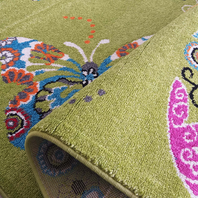 Zielony dywan dziecięcy w motyle Dislo