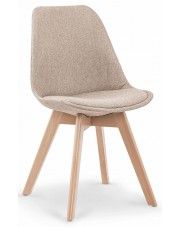 Tapicerowane stylowe krzesło drewniane Nives - beżowe w sklepie Edinos.pl