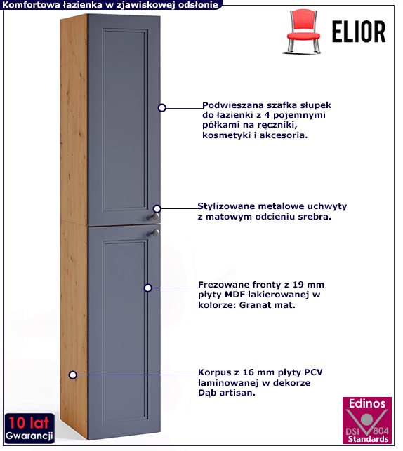 Szafka podwieszana słupek łazienkowy Vesna 6X