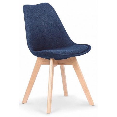 Zdjęcie produktu Stylowe tapicerowane krzesło drewniane do salonu Nives - granatowe.