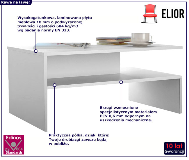 Minimalistyczna ława kawowa z półką Illermi