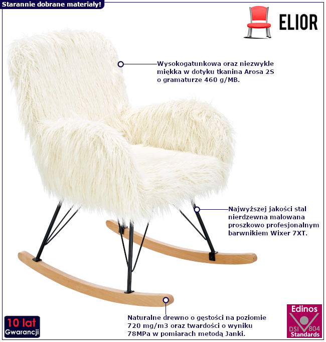 Produkt Kremowy fotel bujany - Horace