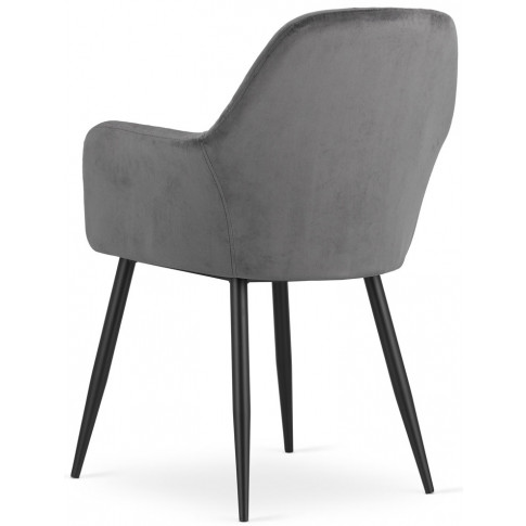 2 metalowe tapicerowane krzesła z pikowanym oparciem ciemny szary waris
