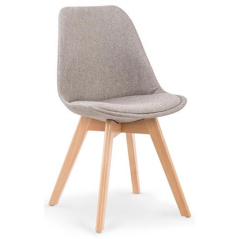Zdjęcie produktu Stylowe tapicerowane krzesło drewniane Nives - jasny popiel.