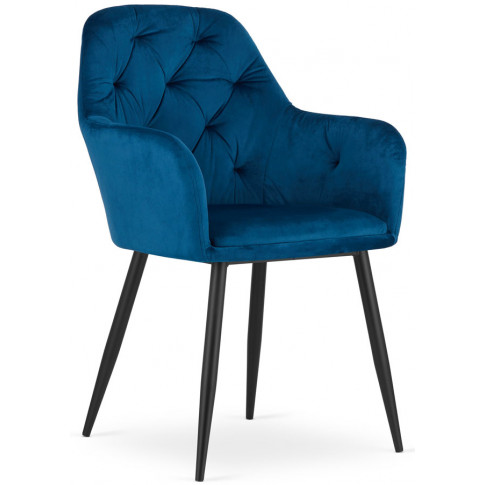 zestaw 2 szt krzeseł welurowych metalowych do salonu z podłokietnikami niebieskich waris