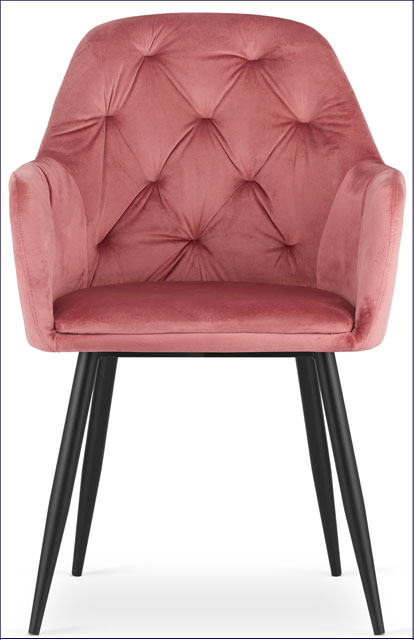 Komplet 2 welurowych różowych krzeseł kuchennych Waris