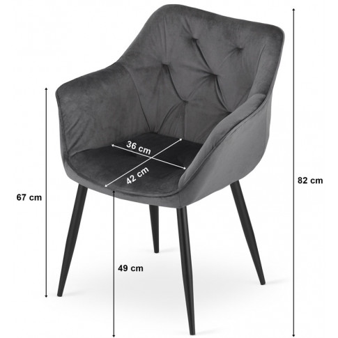 wymiary kompletu 2 aksamitnych krzesel foteli daris