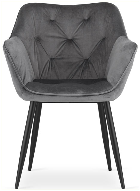 Zestaw 2 sztuk aksamitnych krzeseł do gabinetu Daris w kolorze ciemny szary