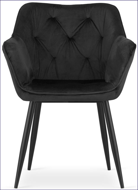Komplet 2 welurowych krzeseł do gabinetu w kolorze czarnym Daris