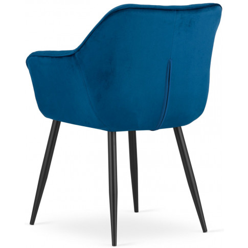 2 metalowe tapicerowane welwetowe krzesła do salonu niebieskie daris